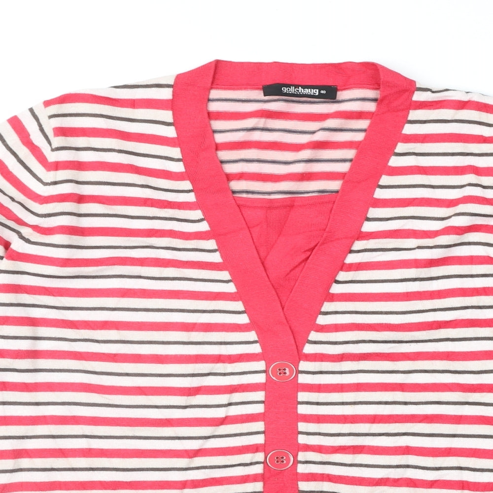 GolleHaug Womens Pink Striped  Cardigan Jumper Size 12