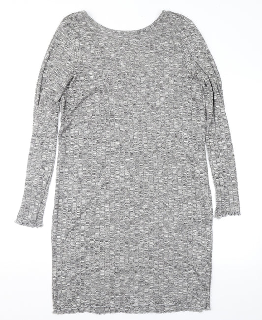 Front view of Vera Moda women’s grey knit jumper dress, size L