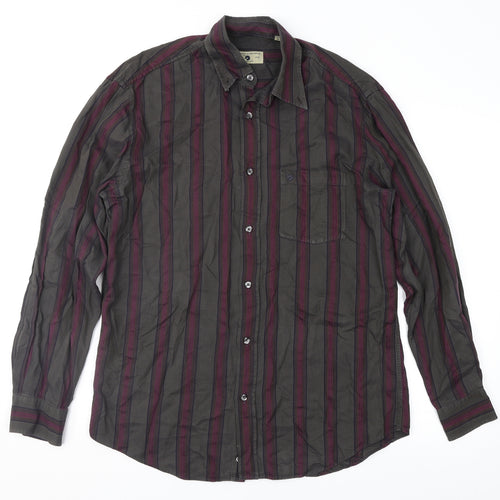 Preworn Mens Brown Striped   Button-Up Size M