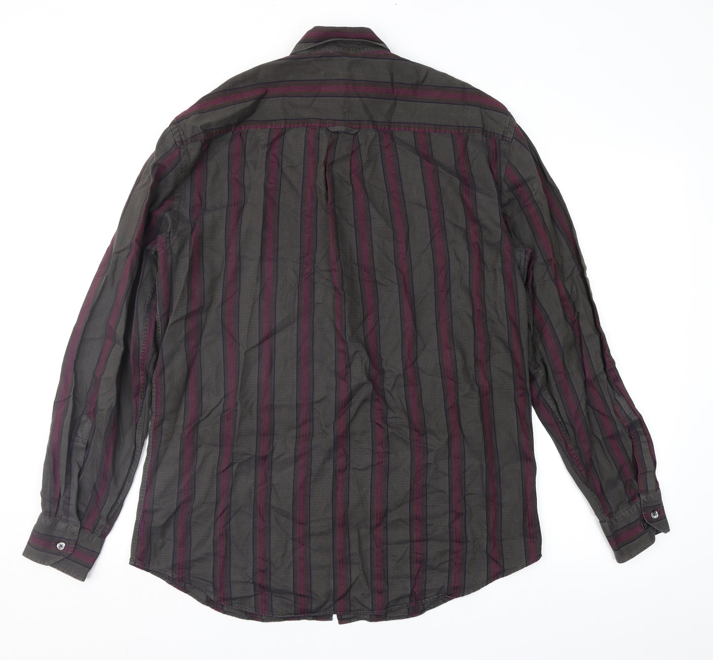 Preworn Mens Brown Striped   Button-Up Size M