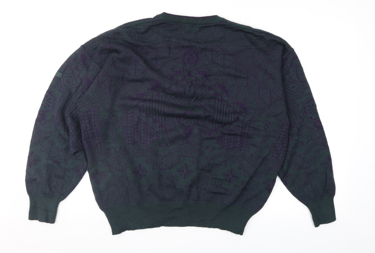 Marz Mens Green Geometric  Pullover Jumper Size XL