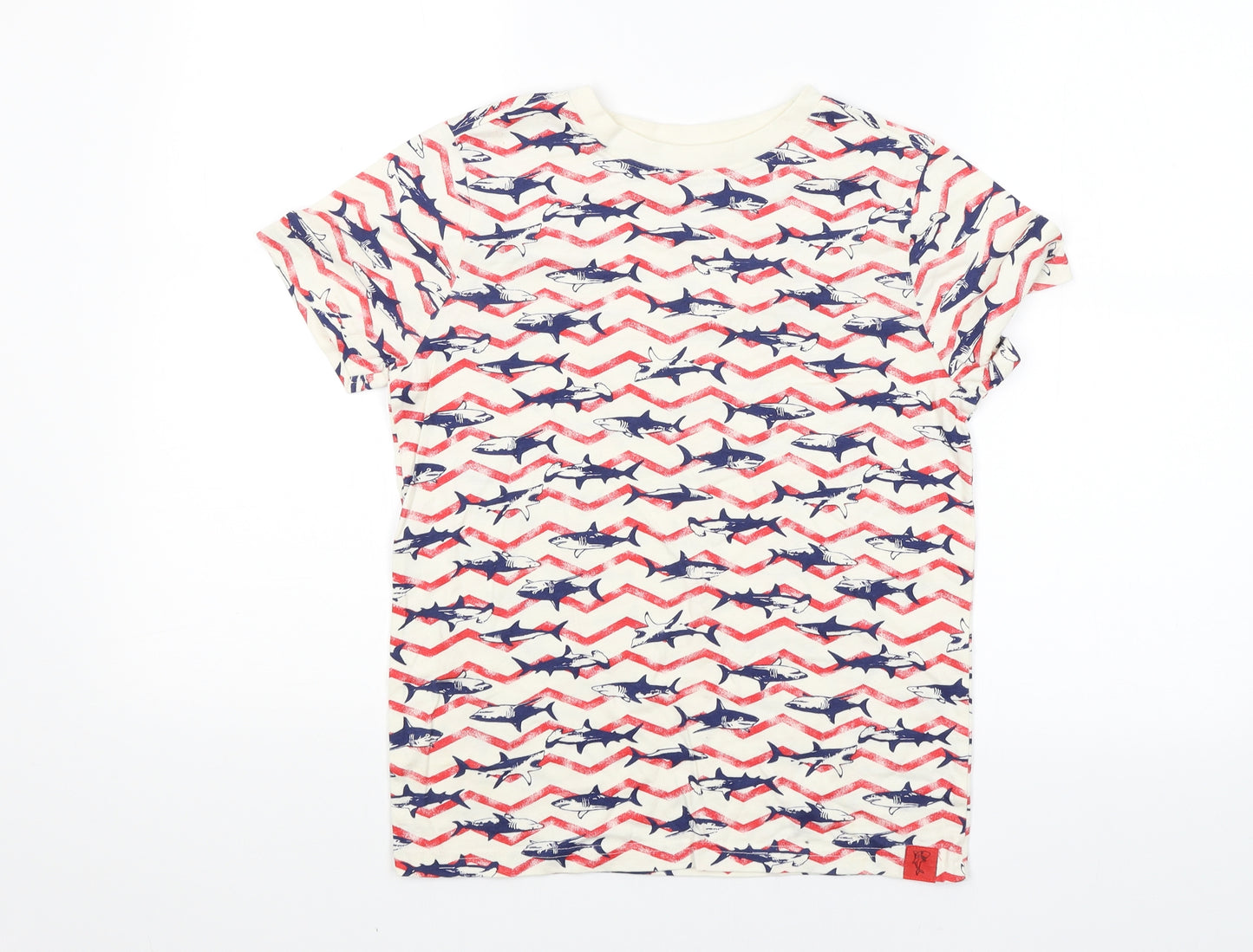 Nutmeg Boys White  Jersey Basic T-Shirt Size 10-11 Years  - Shark print