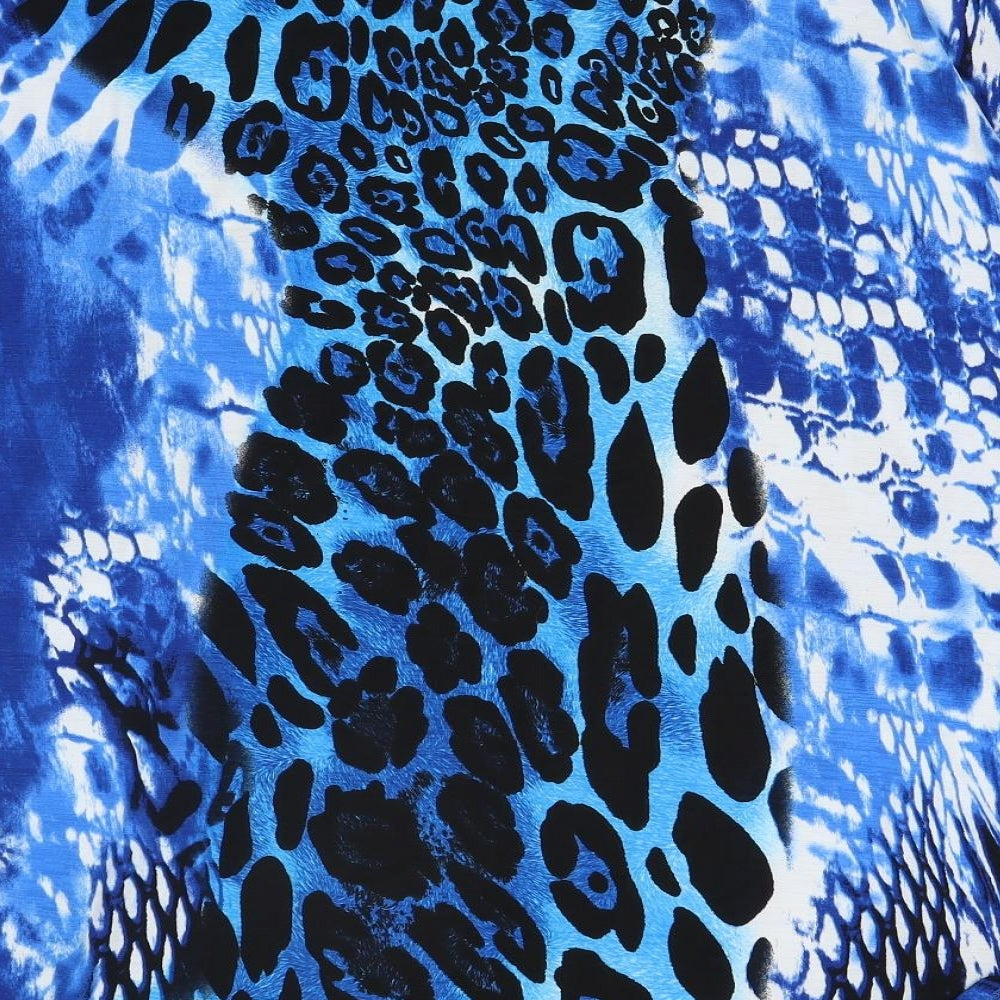Berer Womens Blue Animal Print Jersey Basic Blouse Size 2XL
