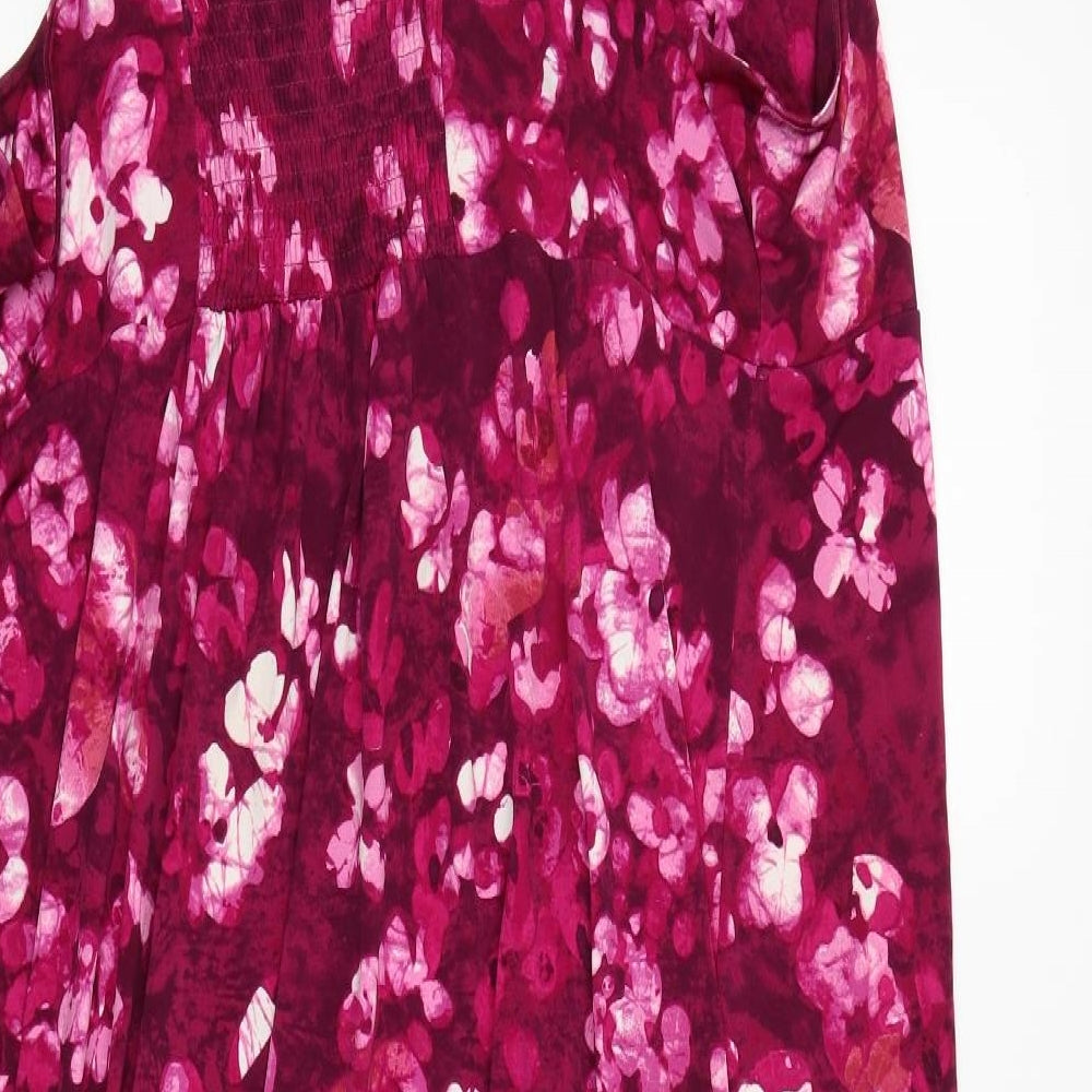 Susan Graver Womens Red Floral  A-Line  Size 3XL