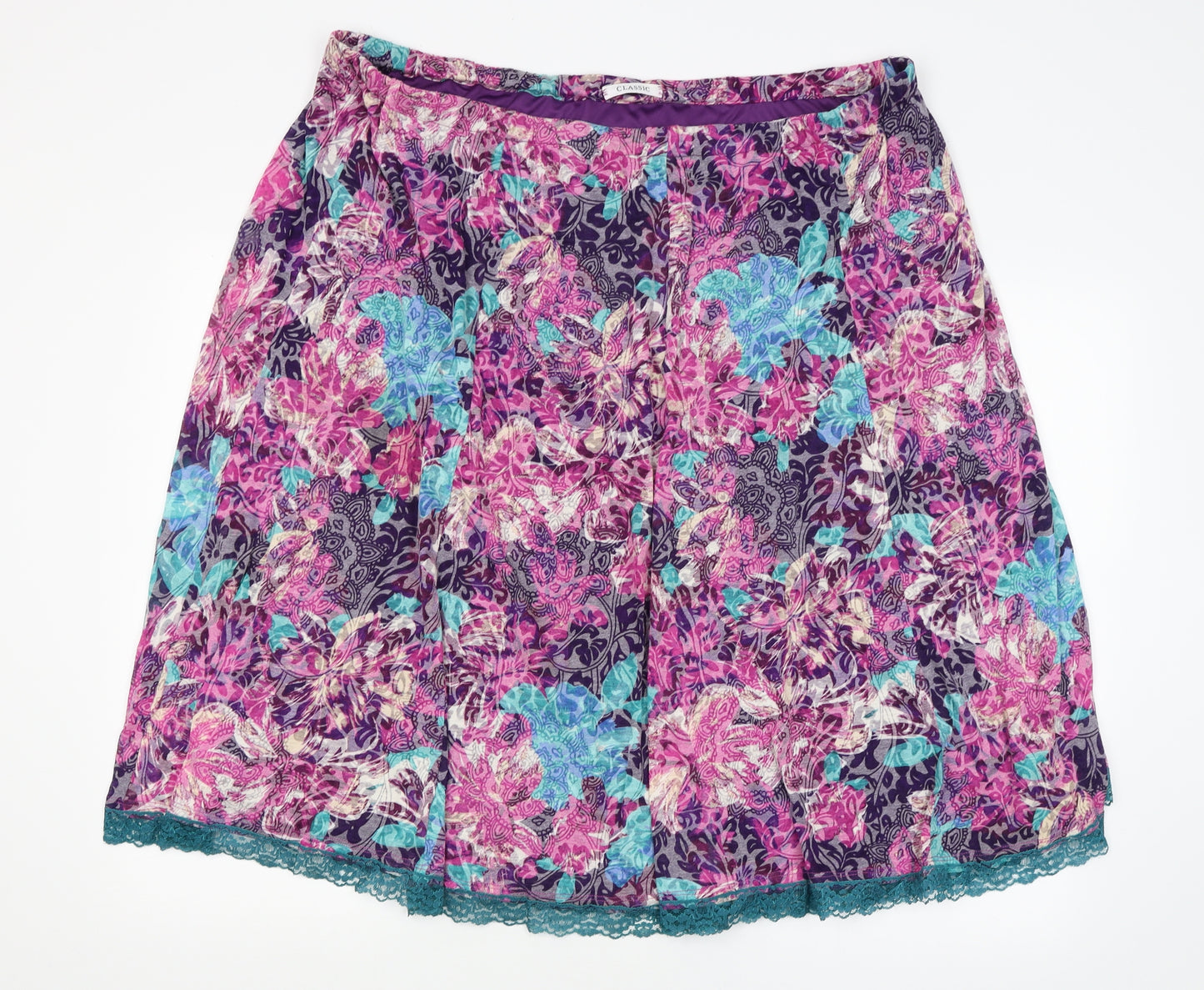 Marks and Spencer Womens Multicoloured Floral  A-Line Skirt Size 2XL
