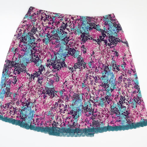 Marks and Spencer Womens Multicoloured Floral  A-Line Skirt Size 2XL