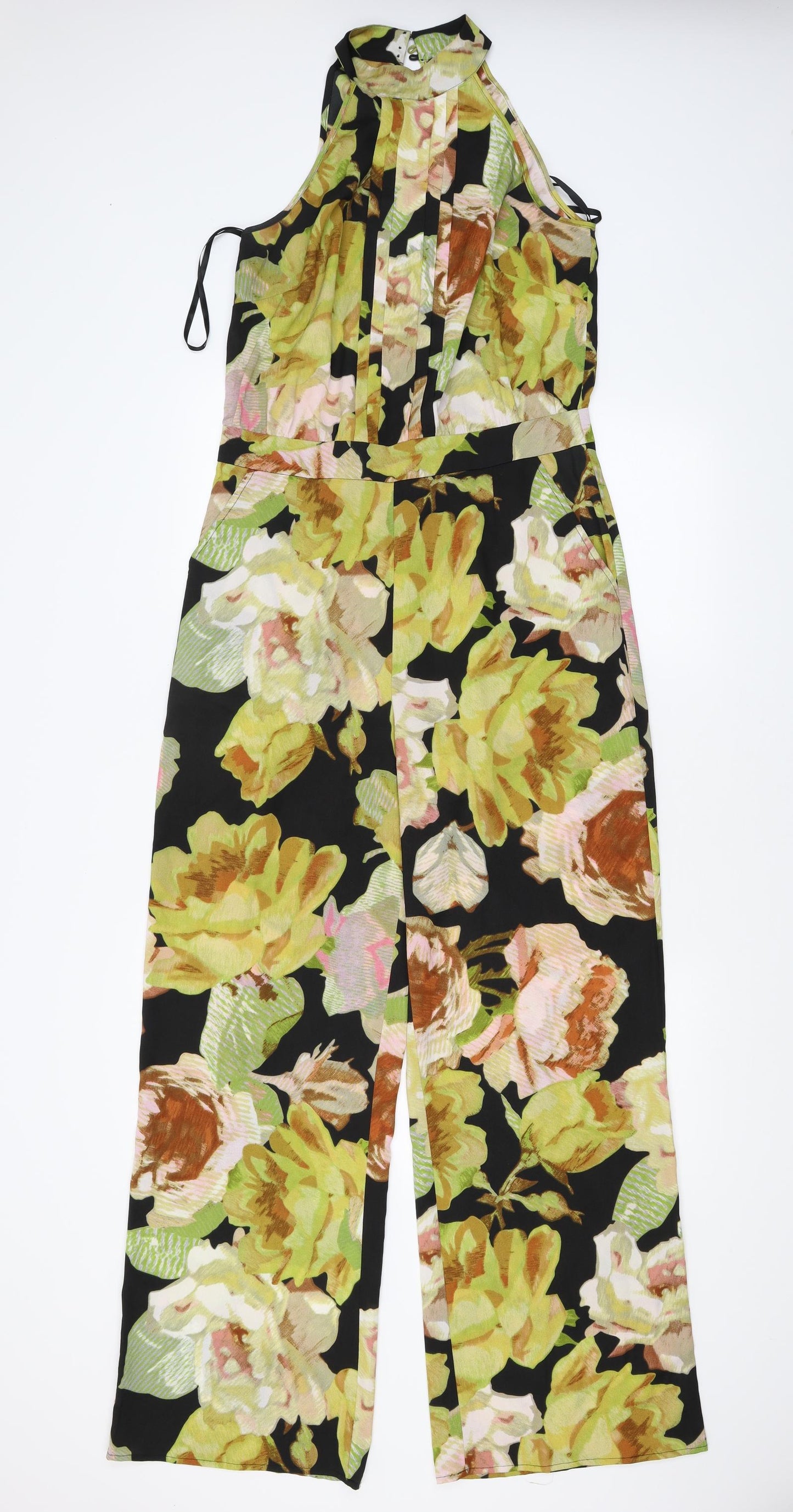 Papaya Womens Green Floral  Trousers One-Piece Size 12 L28 in