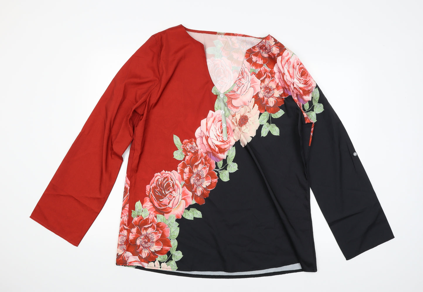 Preworn Womens Red Floral  Tunic Blouse Size 4XL
