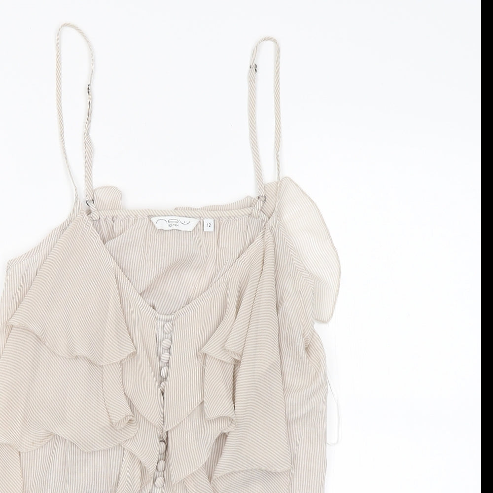 New Look Womens Beige Striped  Camisole Blouse Size 12