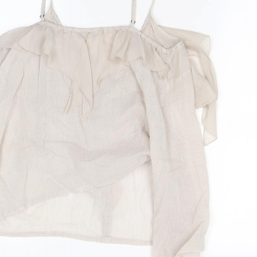 New Look Womens Beige Striped  Camisole Blouse Size 12