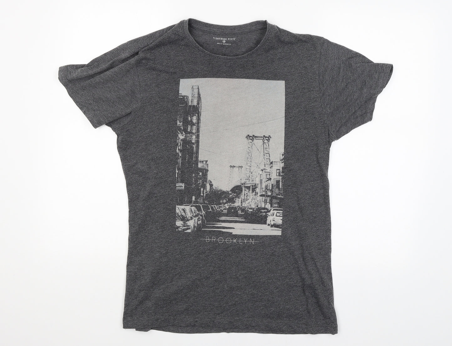 Ceader wood state Mens Grey    T-Shirt Size M  - Brooklyn New York