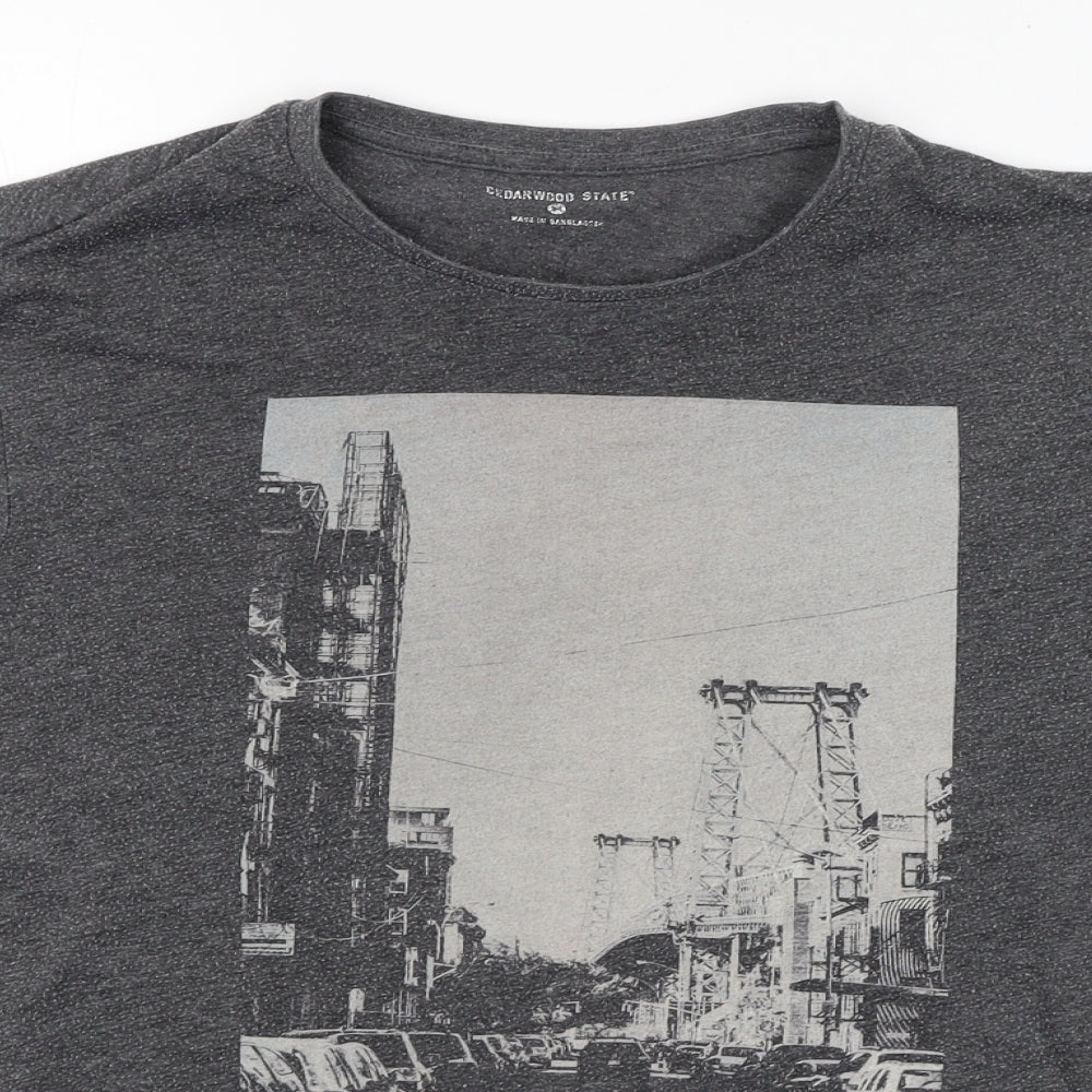 Ceader wood state Mens Grey    T-Shirt Size M  - Brooklyn New York