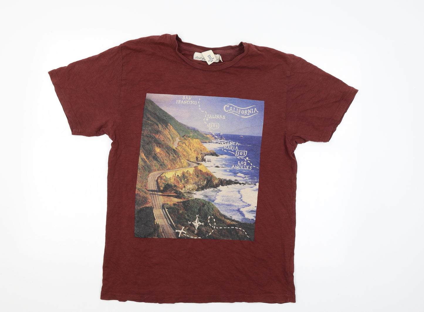 H&M Mens Red    T-Shirt Size M  - California