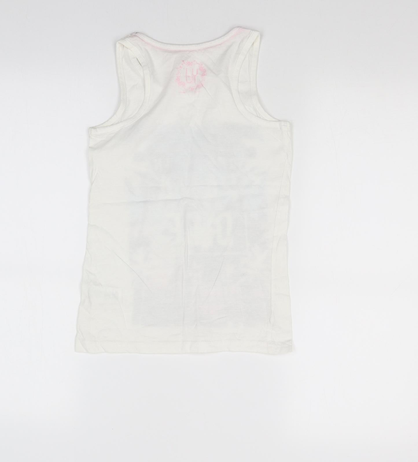 Y.D Girls White   Basic Tank Size 10 Years  - beach print