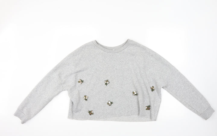 Primark Womens Grey  Jersey Pullover Sweatshirt Size 10