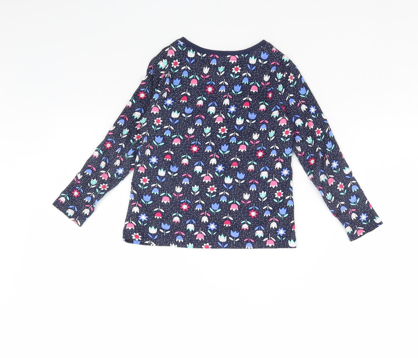 George Girls Blue Floral  Basic T-Shirt Size 4 Years