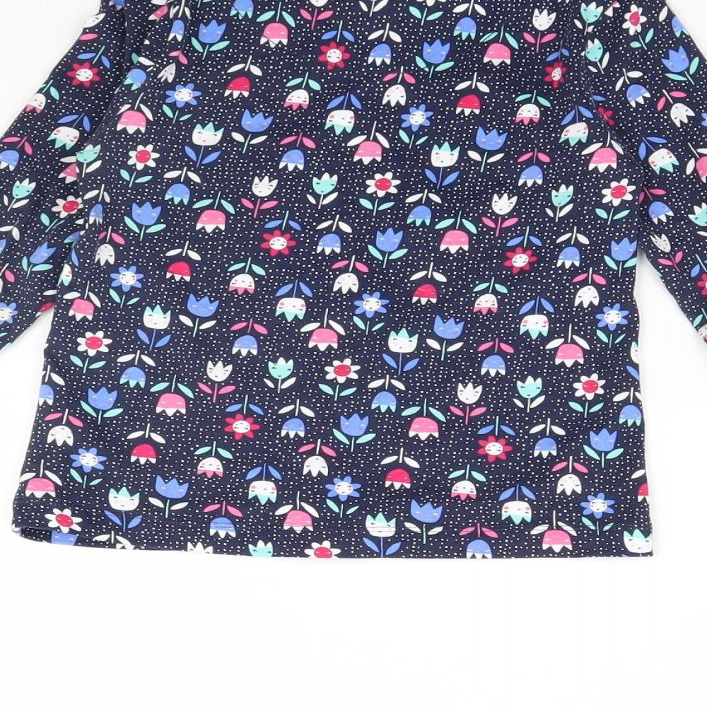 George Girls Blue Floral  Basic T-Shirt Size 4 Years