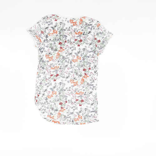 Peacocks Womens White Floral  Basic T-Shirt Size 14