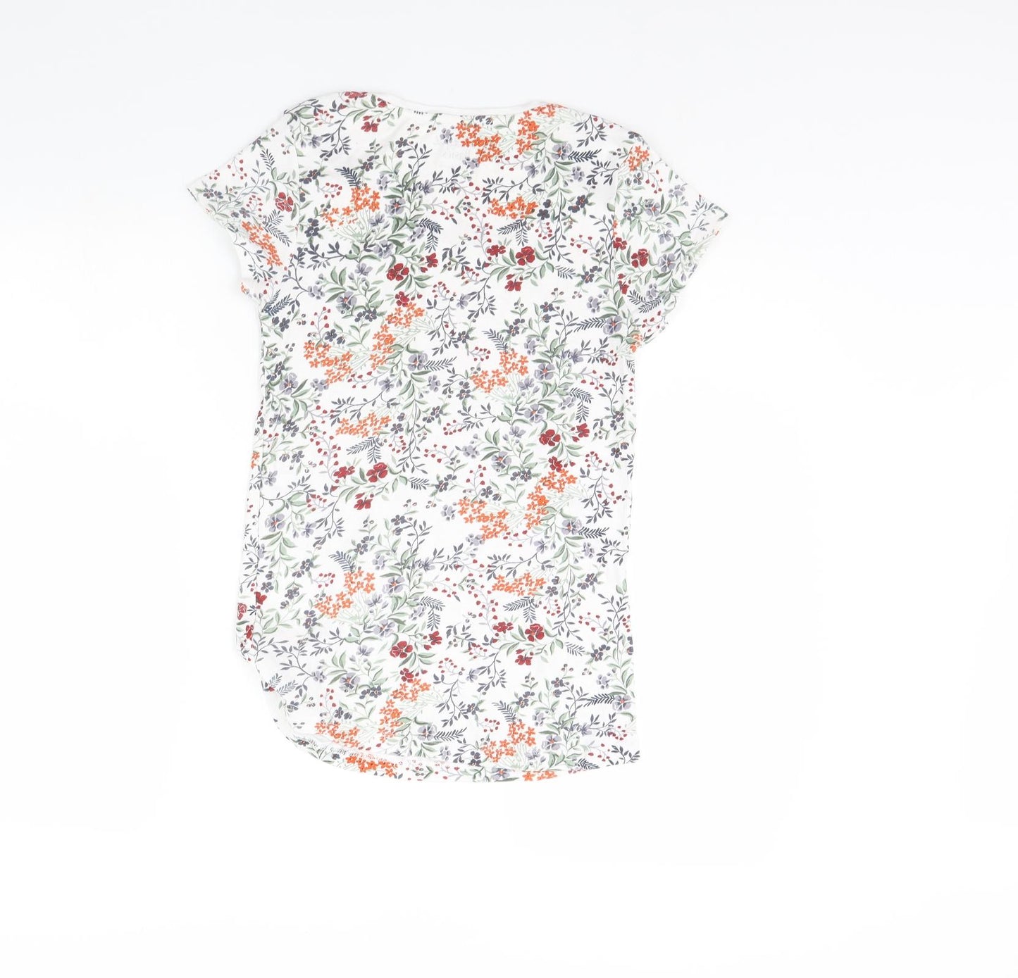 Peacocks Womens White Floral  Basic T-Shirt Size 14