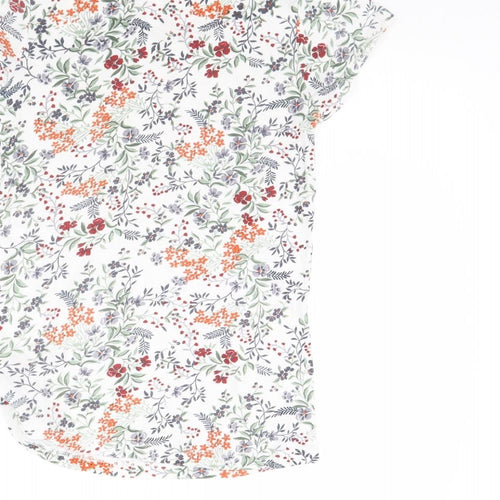 Peacocks Womens White Floral  Basic T-Shirt Size 14
