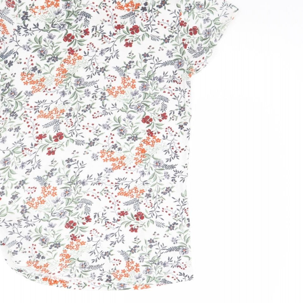 Peacocks Womens White Floral  Basic T-Shirt Size 14