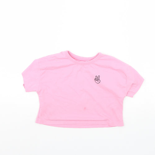 George Girls Pink   Cropped T-Shirt Size 7 Years