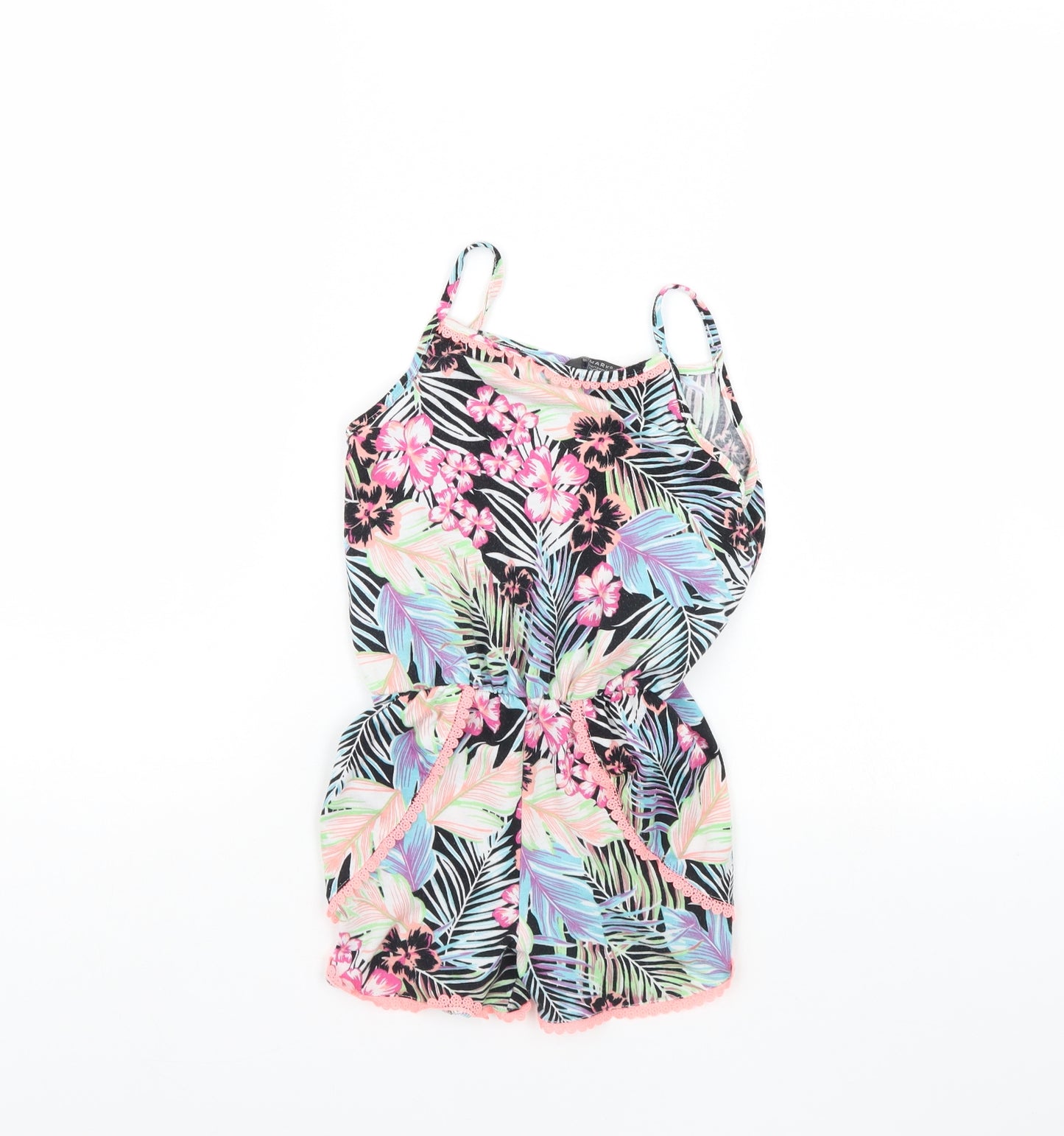 Primark Girls Multicoloured Floral  Playsuit One-Piece Size 7 Years