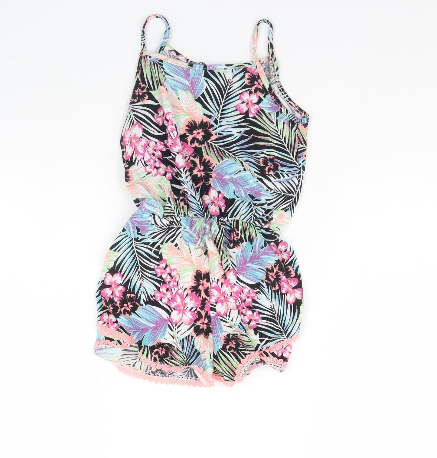 Primark Girls Multicoloured Floral  Playsuit One-Piece Size 7 Years