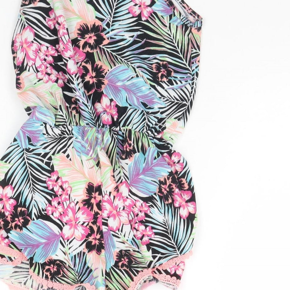 Primark Girls Multicoloured Floral  Playsuit One-Piece Size 7 Years