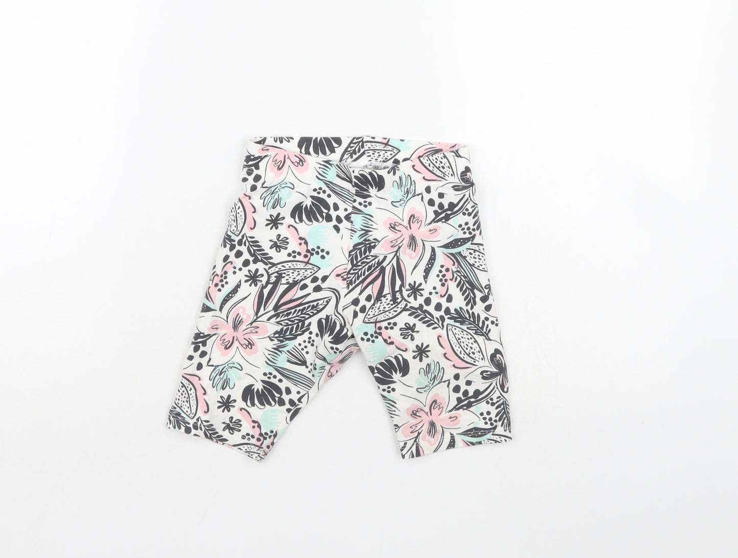 Nutmeg Girls White Floral  Compression Shorts Size 5 Years