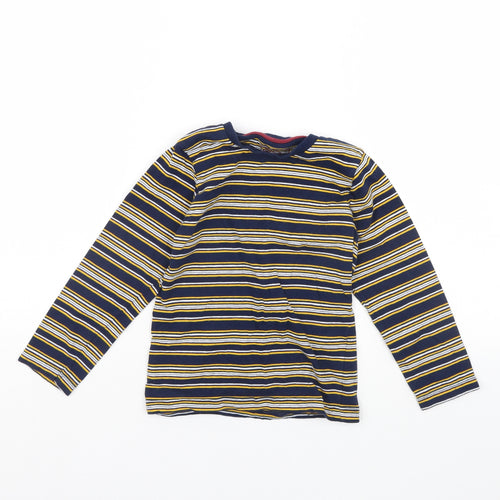 Preworn Girls Blue Striped  Basic T-Shirt Size 6 Years
