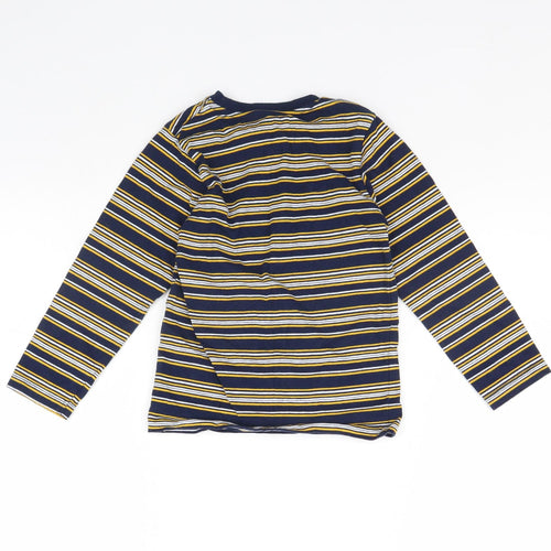 Preworn Girls Blue Striped  Basic T-Shirt Size 6 Years