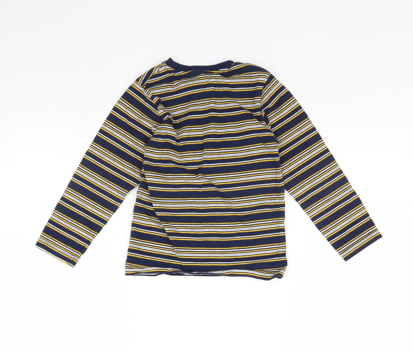 Preworn Girls Blue Striped  Basic T-Shirt Size 6 Years