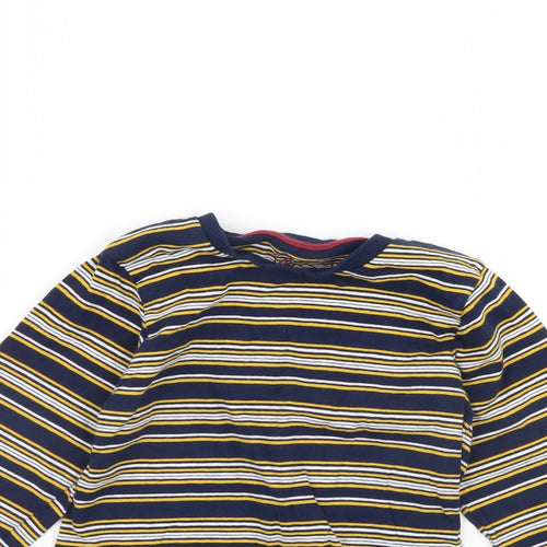 Preworn Girls Blue Striped  Basic T-Shirt Size 6 Years