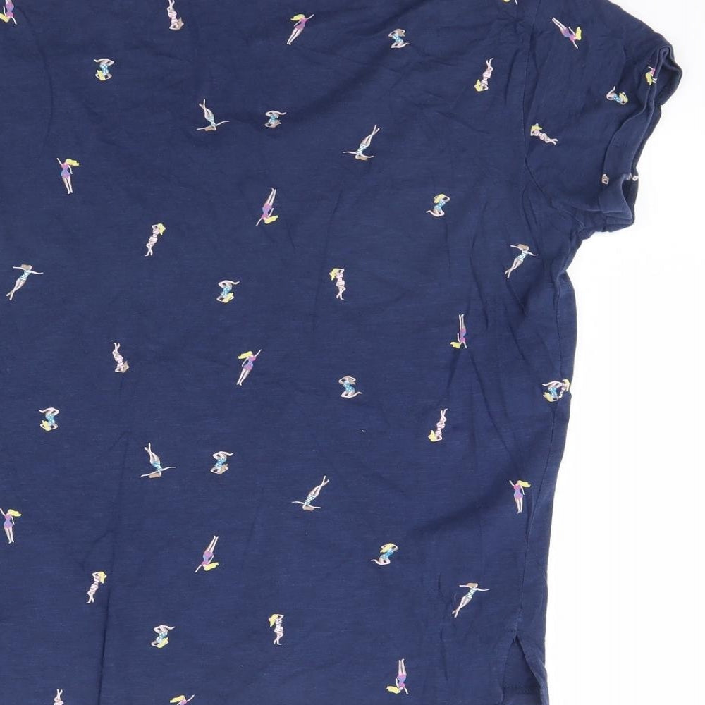 Preworn Womens Blue  Rayon Basic T-Shirt Size 14
