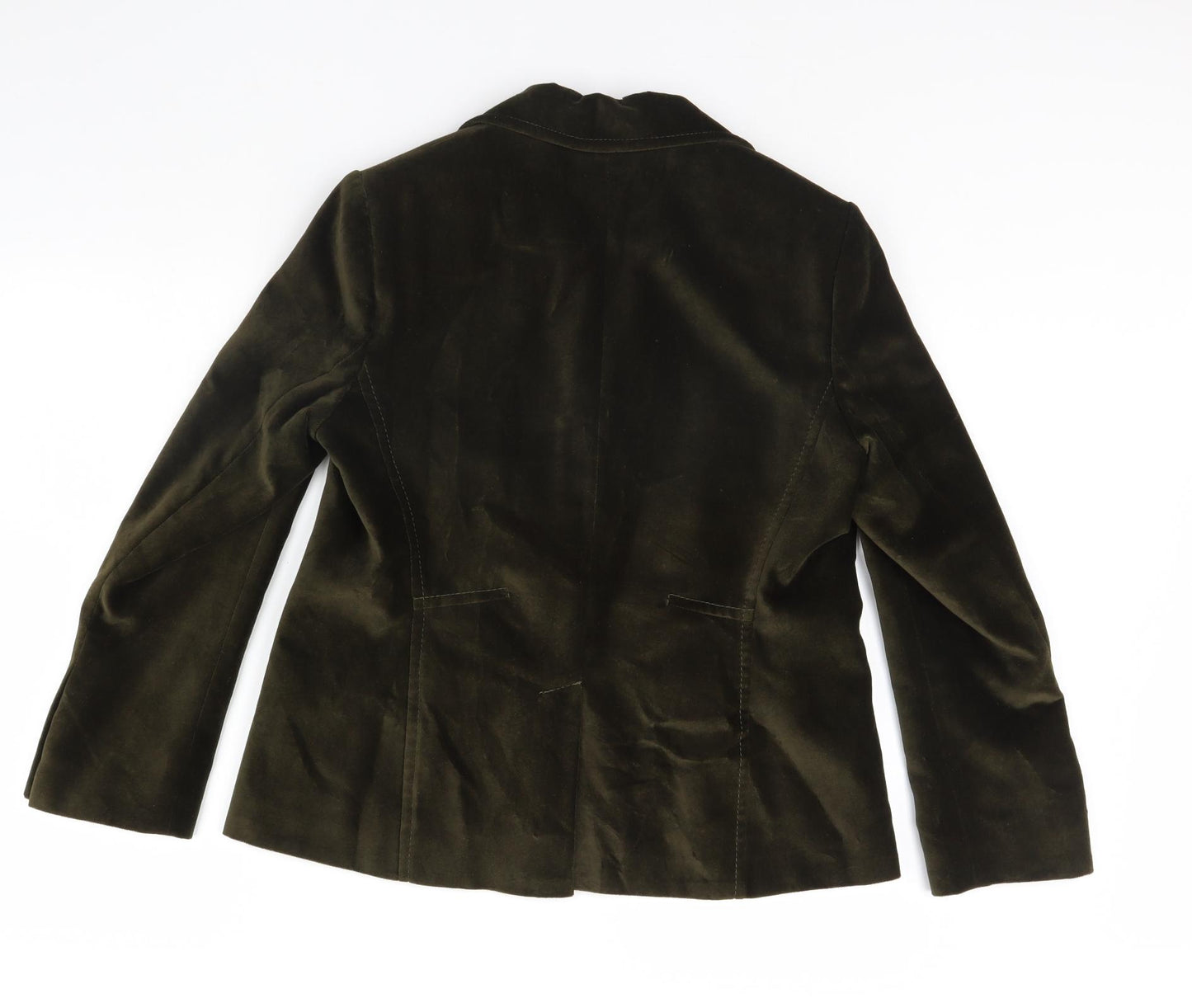 M&S Womens Green  Velour Jacket Coat Size 14