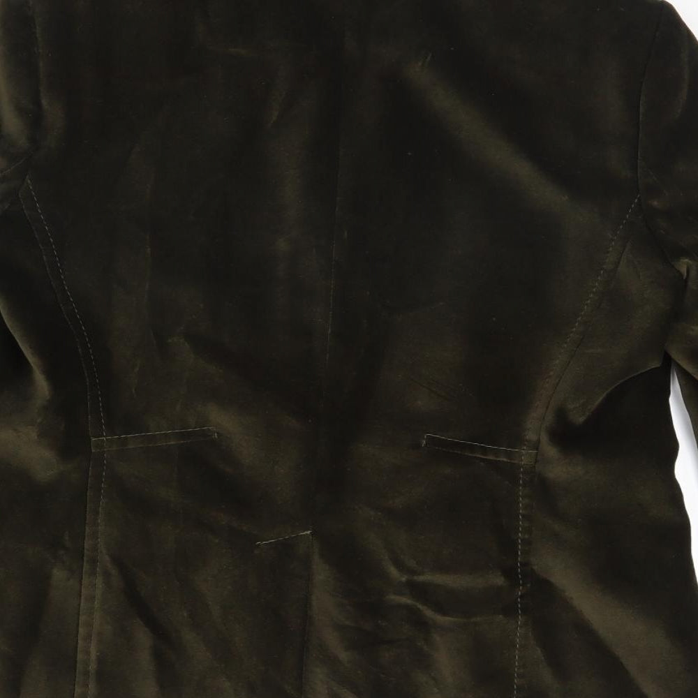 M&S Womens Green  Velour Jacket Coat Size 14