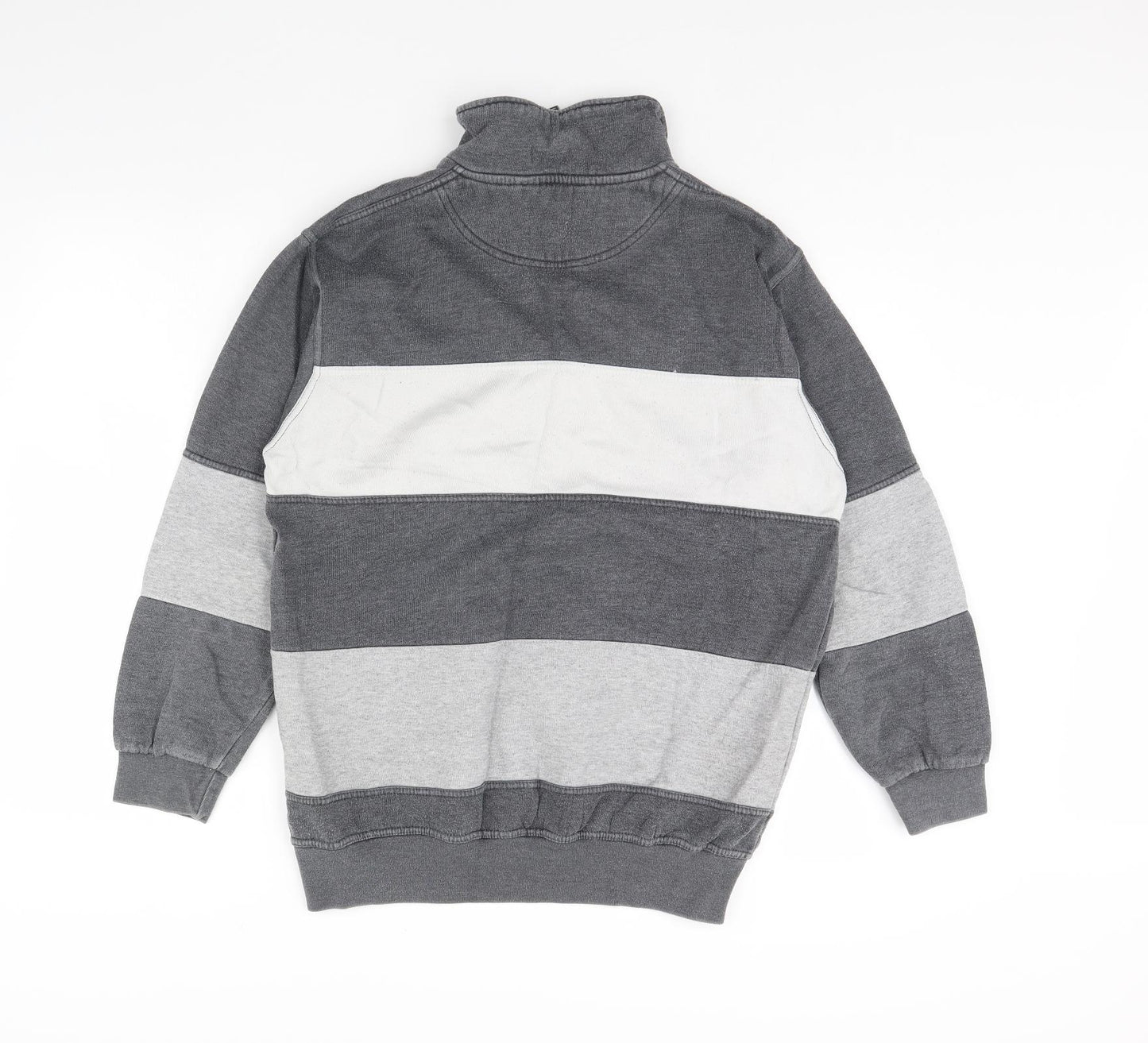 S&L Mens Grey Striped  Henley Jumper Size M