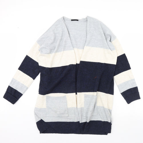 Wallis Womens Blue Striped  Cardigan Jumper Size M