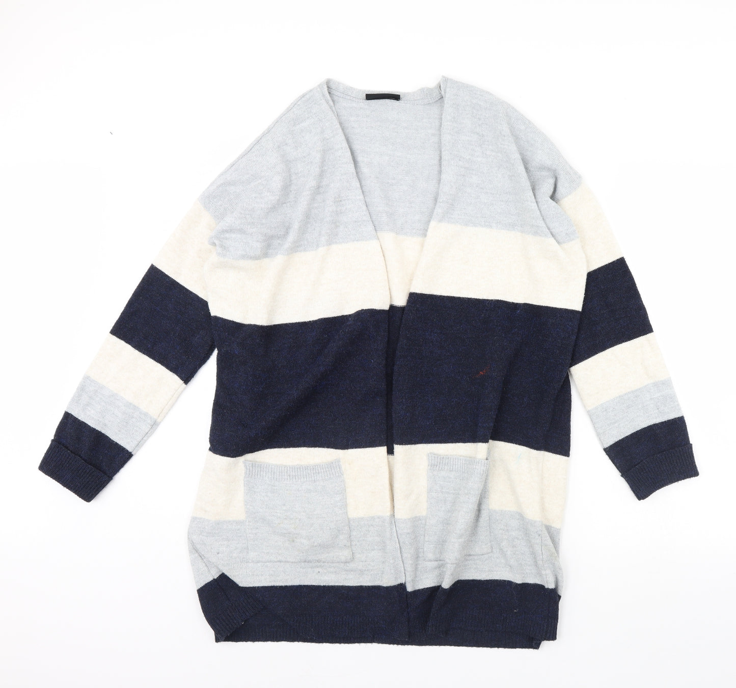 Wallis Womens Blue Striped  Cardigan Jumper Size M