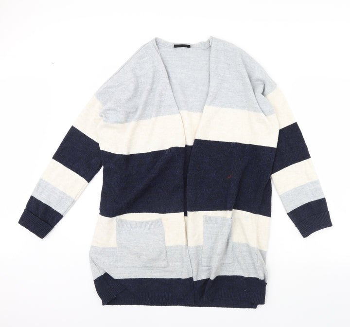 Wallis Womens Blue Striped  Cardigan Jumper Size M