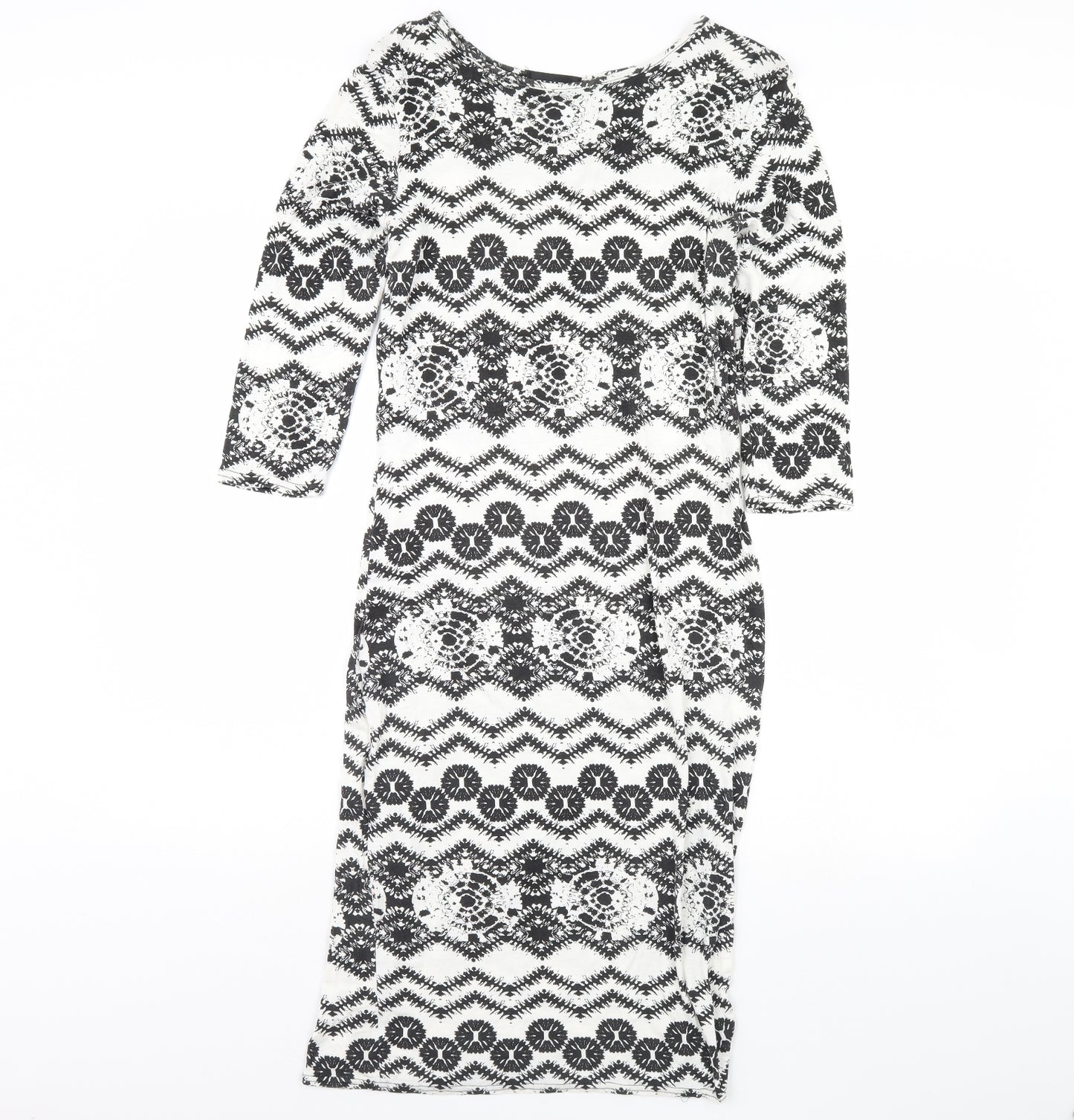Club L Womens White Geometric  Bodycon  Size 16