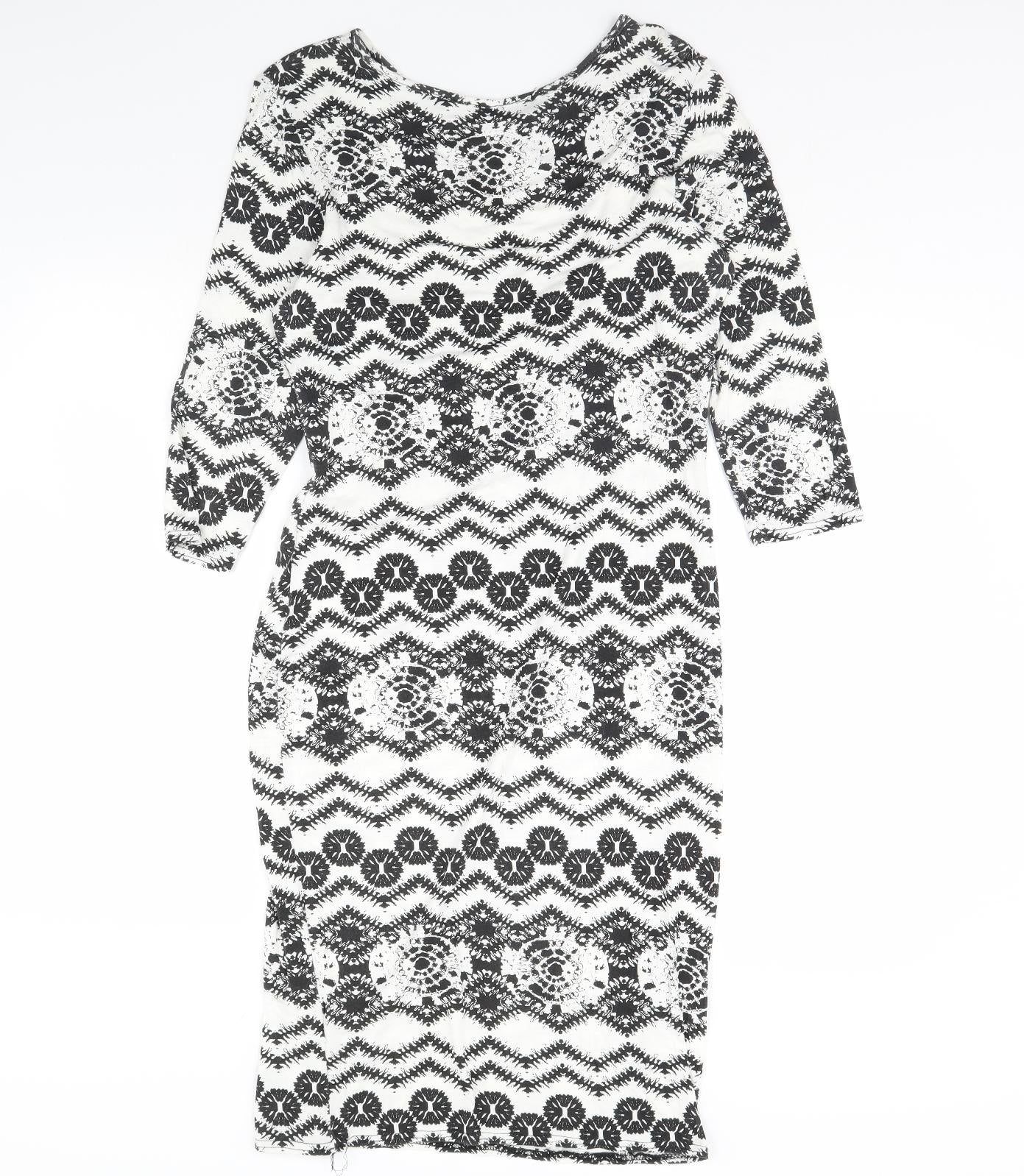 Club L Womens White Geometric  Bodycon  Size 16