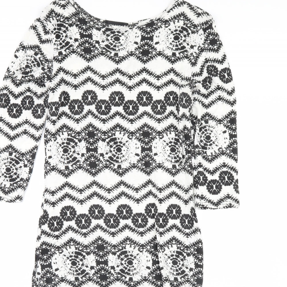 Club L Womens White Geometric  Bodycon  Size 16