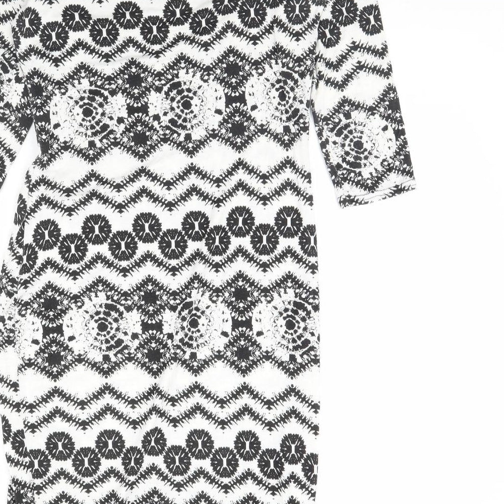 Club L Womens White Geometric  Bodycon  Size 16