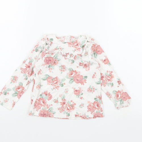 TU Girls White Floral  Basic T-Shirt Size 18-24 Months