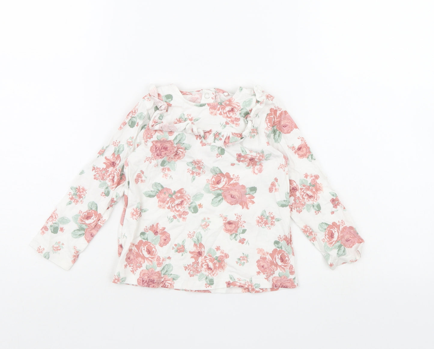 TU Girls White Floral  Basic T-Shirt Size 18-24 Months