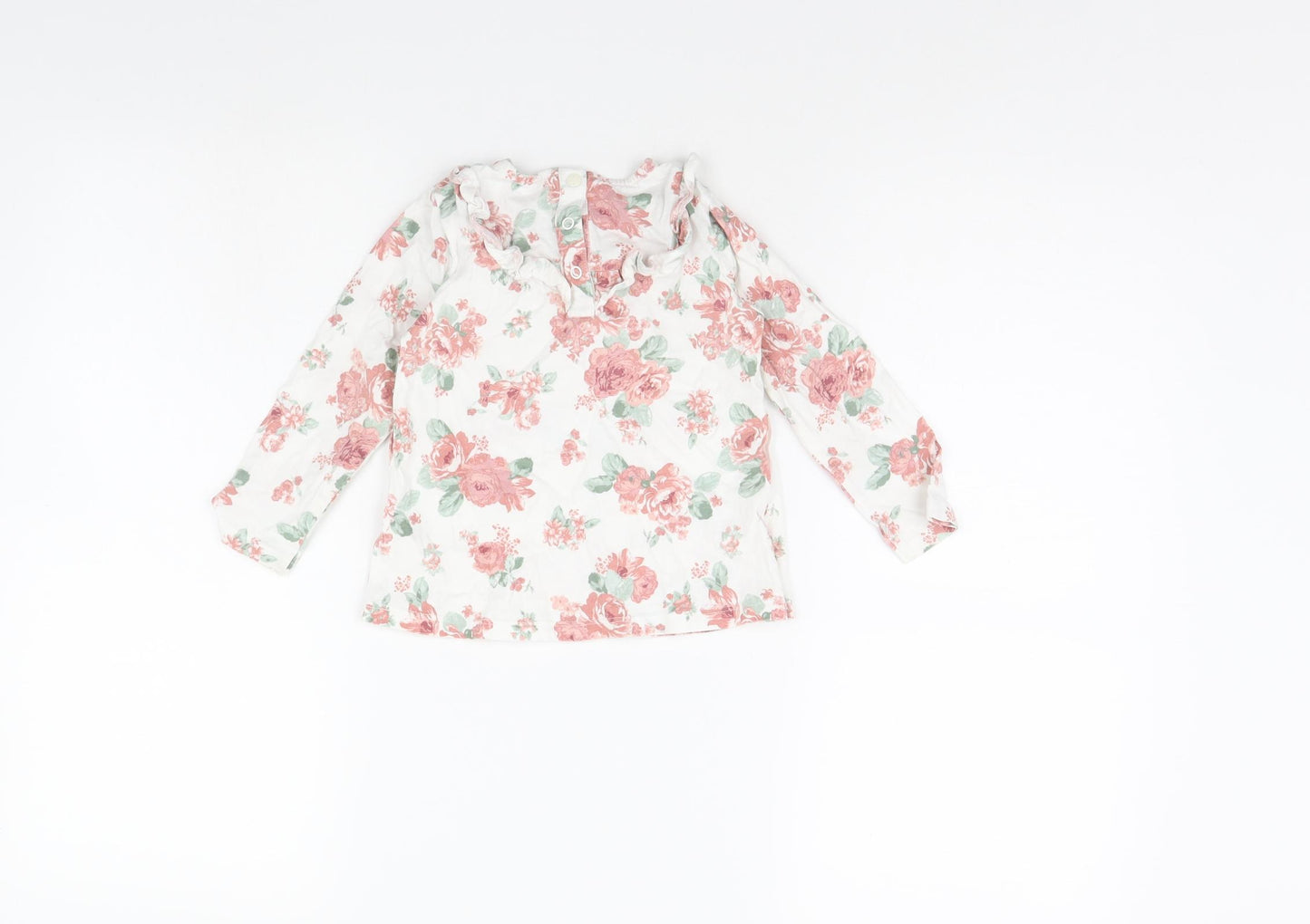 TU Girls White Floral  Basic T-Shirt Size 18-24 Months