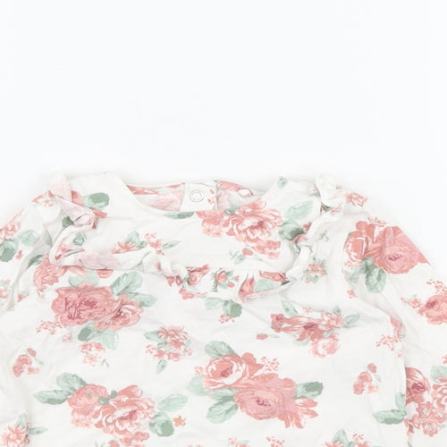 TU Girls White Floral  Basic T-Shirt Size 18-24 Months