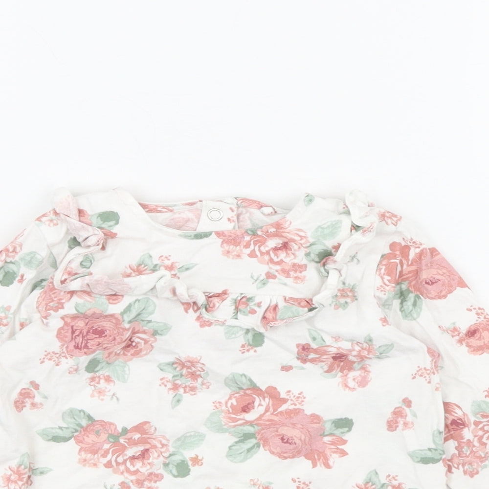TU Girls White Floral  Basic T-Shirt Size 18-24 Months